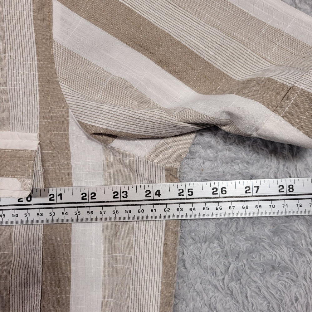 D'Avila Polo Shirt Mens XL Tan Vertical Striped Banded Bottom Short Sleeve USA - Picture 3 of 6